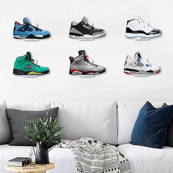 10 stk flydende skodisplay, sneakerhylder Vægmonteret svævende skodisplaystativ kompatibel med Sneaker Co