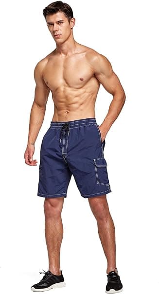 Men's Multi-Pocket Quick Dry Swim Trunks L