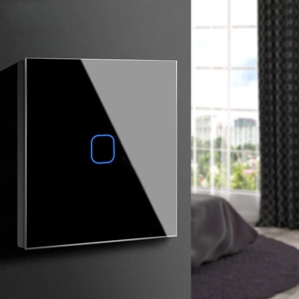 Simple Black Glass Touch Wall Switch with High-Quality Square Button and LED Backlight