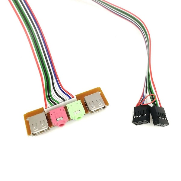 2 USB PC Computer Kabinet 6,8 cm Frontpanel USB Lydport Mikrofon Høretelefon Kabel 6,8 cm
