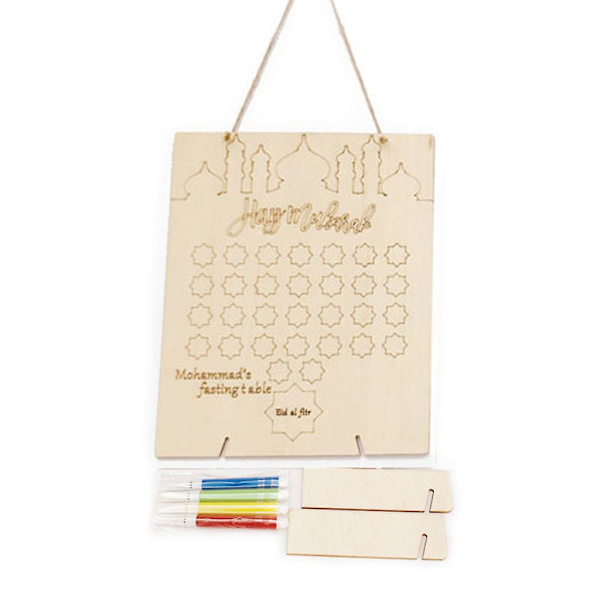 Trä-nedräkningskalender DIY Klotter Dekoration med Pennor Festtillbehör