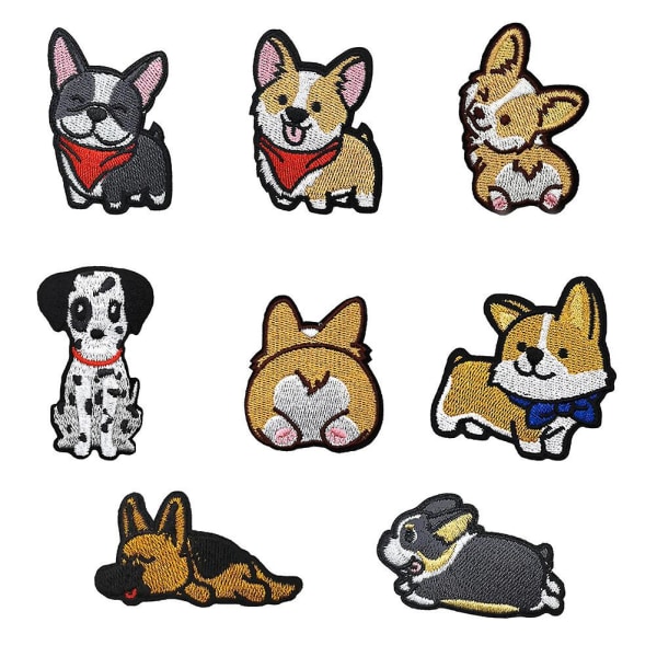 8 Pcs Puppy Stickers Stick Patches Clothing Hats Iron- Badges Diy Fabric Badges Animal Patches Jeans4.8X5.1CM