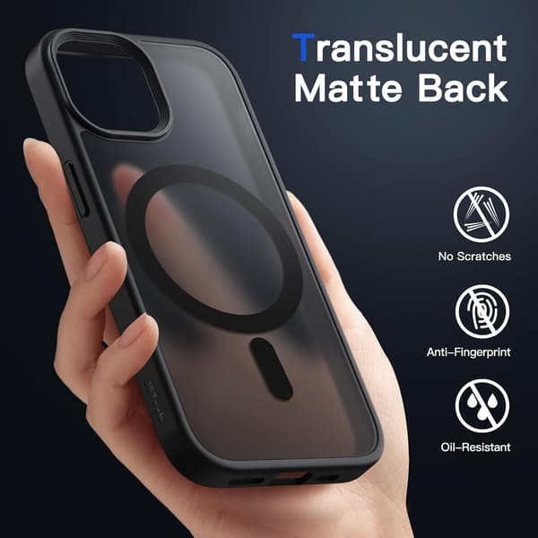 Magnetic Case for iPhone 13 6.1 inch Compatible with MagSafe, Clear Matte Back Slim Shockproof Protective Cover