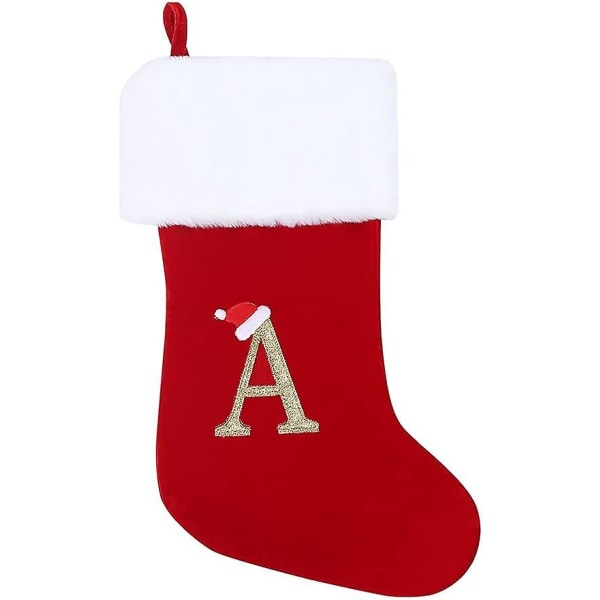 20 Inches Super Soft Plush Monogram Christmas Stockings Xmas Rustic Personalized Stocking Embroidered Letter Decoration For Decor