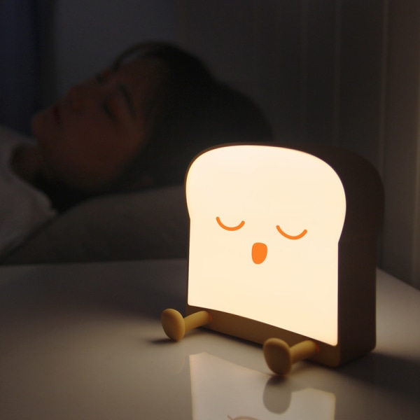 Söpö Toast-yövalo, ladattava LED-yölamppu matkapuhelintelineellä, kannettava yövalo, söpö makuuhuoneen sisustuslamppu, lahja teini-ikäisille