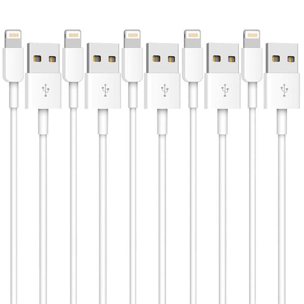 5-pakning 2m iPhone-ladekabler, lang Lightning hurtig synkroniserings-USB-kabel-FM-