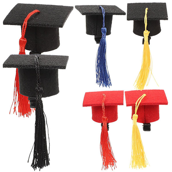 6 stk Mini Doktorhatt Hårklipp Graduation Hat Hodeplagg Hodepynt Graduation Dekorasjon Assortert C