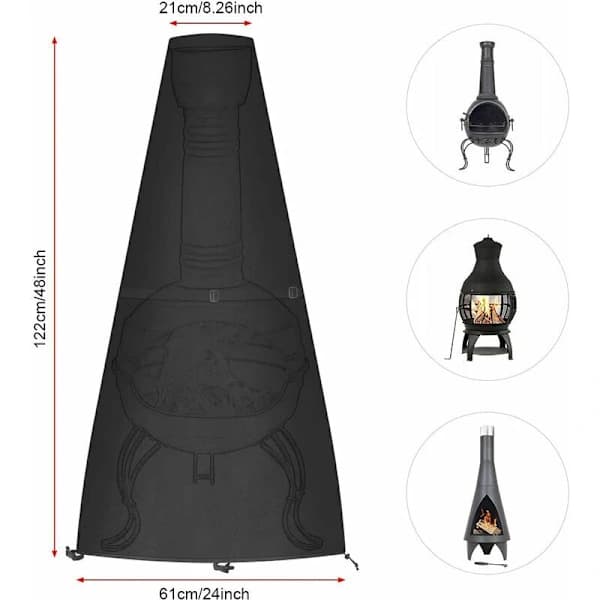 HA~Waterproof Fire Pit Cover, Outdoor Fire Pit Cover, BBQ Protective Tarp, Fire Pit Cover with Drawstring (122x21/61cm)