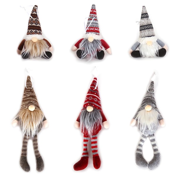 God Jul Lång Hatt Svensk Tomte Gnome Plysch Docka Ornament Hängande JulLångbent mörkröd
