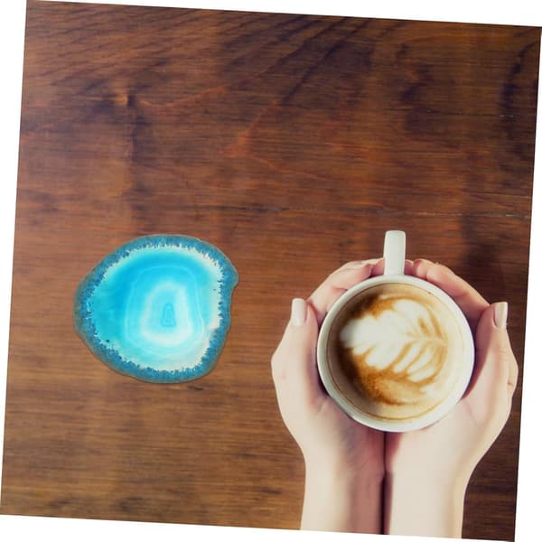 Coasters Copper 5pcs Natural Agate Coasters Coffee Tea Coaster Set