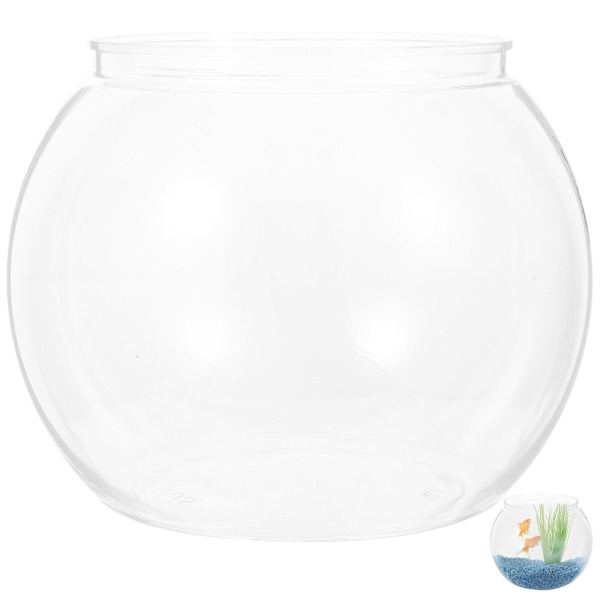 Lille Plastik Fiskeskål, Akvarium til Bord, Klar Rund Fiskeskål, Guldfisk Akvarium, Transparent Transparent 19.5X19.5X18CM