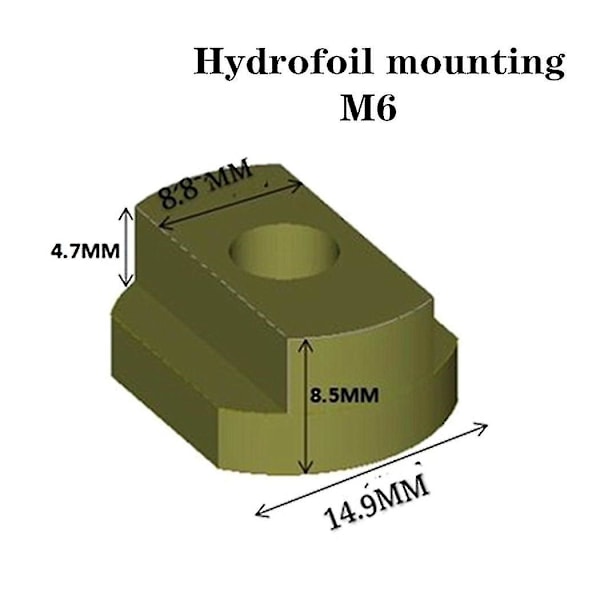 4 kpl Foilmount kokoa M6 ja 4 kpl hydrofoilin ruuvikiinnityksen T-muttereita kaikkiin hydrofoil-ratoihin surffaukseen