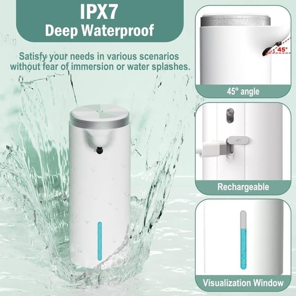Automatic Soap Dispenser - Touchless Dispenser with Upgraded Auto & Manual Mode, Water Resistant, Adjustable Volume for Thick & Thin Liquid