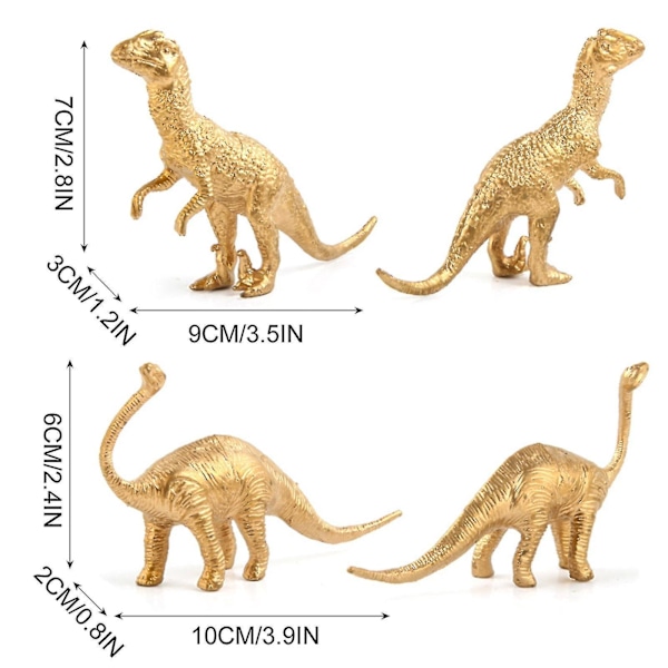 Guld Edition Dinosaur Model Kit Fødselsdagsfest Dinosaur Dekoration Håndlavet Model Legetøj 6stk