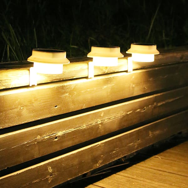 Vita solcellehegnlamper, solcellelamper til terrasse, have, hegn