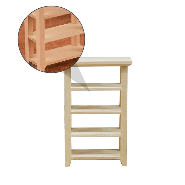 Träbokhylla Mini Bokhylla Möbel Lekleksak Dukkshus Vardagsrums Möbel Trä Mini Beige 12.7X8.3CM