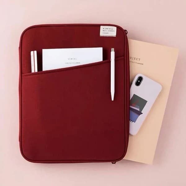 Tablet Case Carrying Case Protective Case for Macbook Ipad Notebook Wine Red 11 Inch