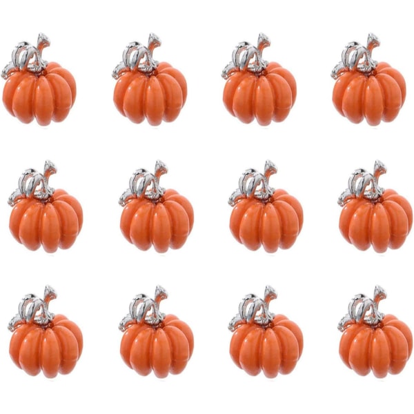 12 stk Halloween Græskar Charms 3D Orange Græskar Charms Emalleret Metal Vedhæng Halloween Charms til Øreringe Armbånd Ne