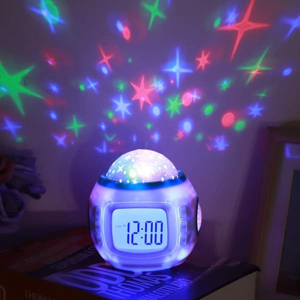 Starry Sky Projector, LED Music Alarm Clock, Multifunctional Temperature Display, Alarm Calendar, Countdown Timer for Kids, Gift