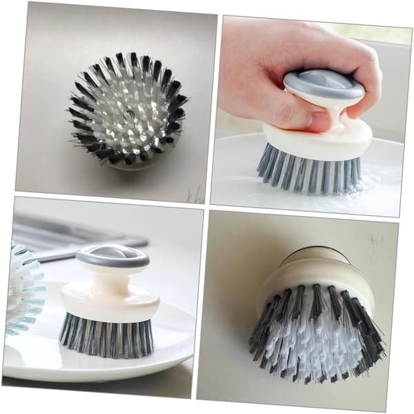 Grey Kitchen Cleaning Brush with Handle Multifunctional Dish Brush