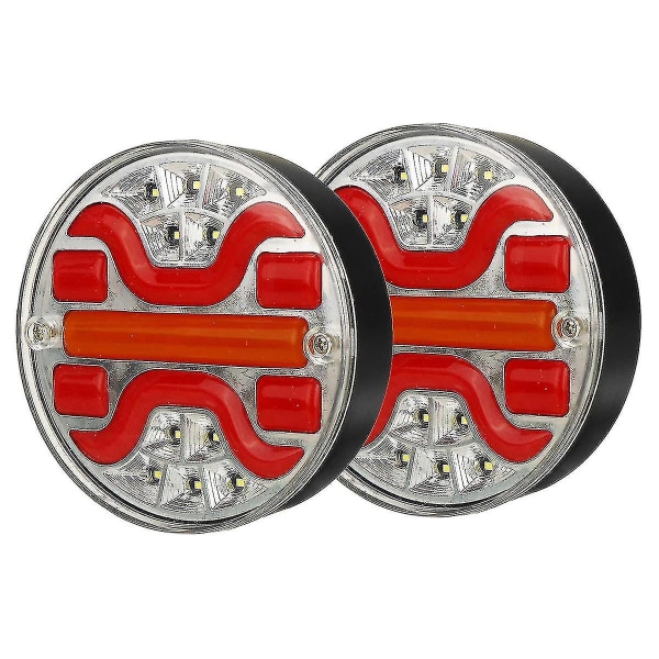 1 Par 42 LED Dynamiske Blinklys Brems Runde Baglygte Trailer Truck Camper