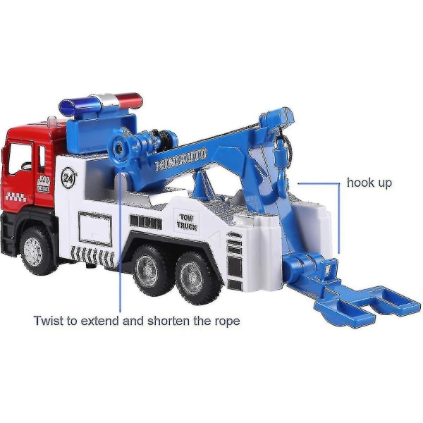Leksaksvagn Pull Back Leksaksbil Mini Transport Lastbil Leksaker för pojkar och flickor, ljus och ljud