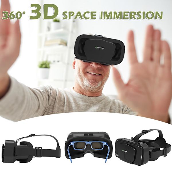 VR 3D Virtual Reality-glasögon för 4,7-7 tum mobiler med glasögon lämpliga för filmer med fjärrkontroll