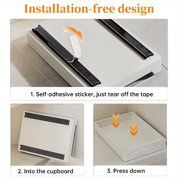 Pull-Out Cabinet Organizer Mounted with Self-Adhesive Nanofilm, Pull-Out Drying Rack for Kitchen Cabinets, Pull-Out Drawer for Under Kitchen
