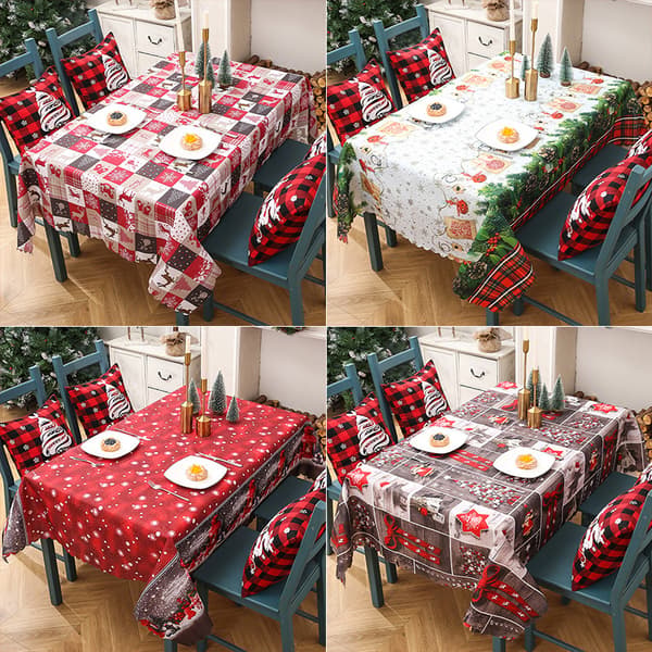 Christmas Tablecloth, Winter Theme Trees, Rectangular Tablecloth