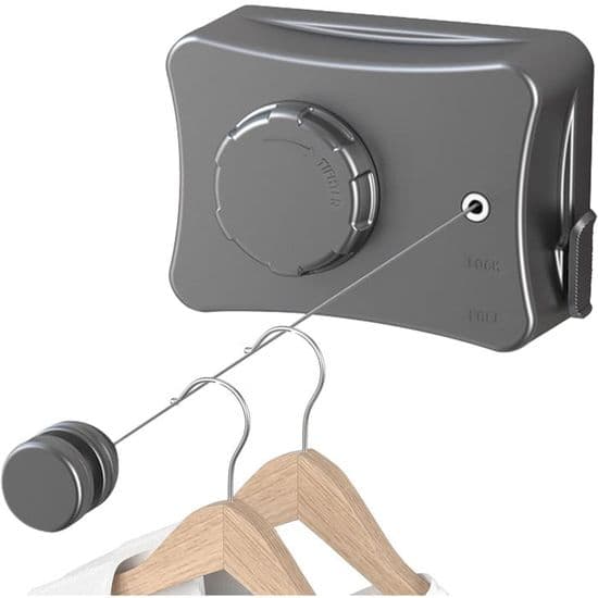Retractable Clothesline, 5.1M Retractable Clothesline, Outdoor Retractable Clothes Drying Rack, Wall Mounted Clothesline, Laundry Line