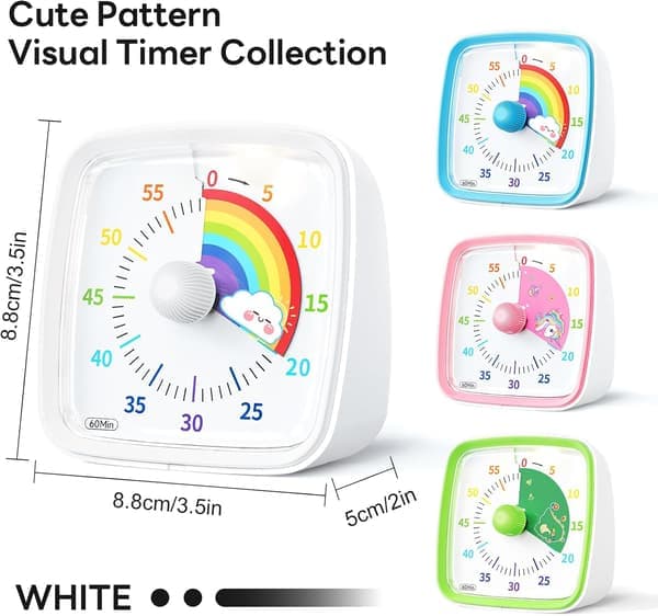 Rainbow Pony Visual Timer with Night Light 60-Minute Rainbow Countdown Timer Suitable for Kids and Adults Family Time Management Tool