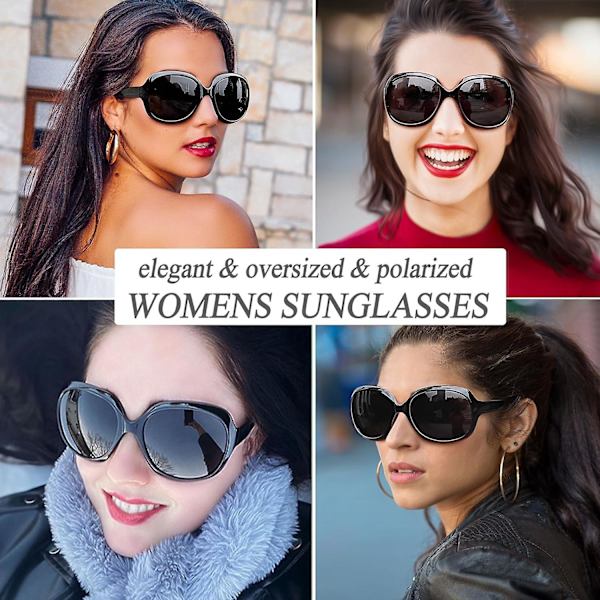 SDIGV Polarisoidut aurinkolasit naisille, trendikkäät ylisuuret suuret ajoaurinkolasit naisille, UV-suojaavat suuret aurinkolasit Shades d black Purple Grey