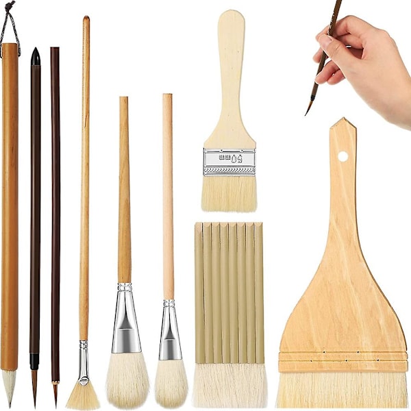 9 kpl Pensselisetti Eri muotoja Lasituspensselit Keramiikka Akryyli Akvarelli Keramiikka P:lle Wood Color