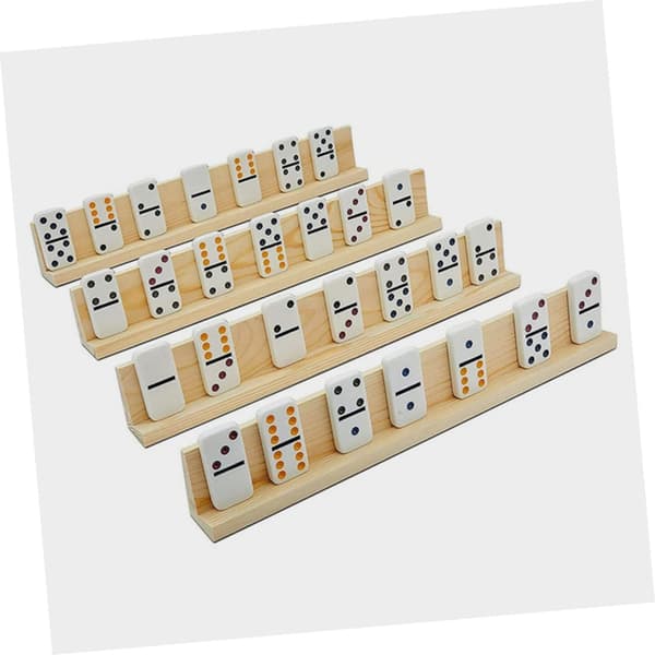8 stk. dominoholdere i tre og bokstavdisplaystativ 19 cm multifunksjonelle DIY dominostativ i tre