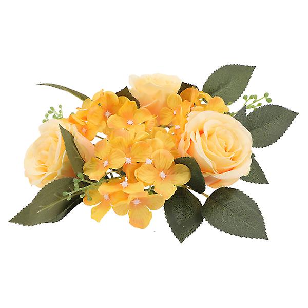 Kunstig blomsterkrans Simulering Rose Girland Fest Hjem Bryllup Dekorasjon Gul 20x20cm Yellow 20x20cm