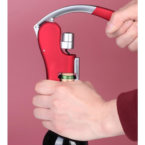 Vinåpner Kompakt vertikal korketrekker vinflaskeåpner med innebygd foliekutter (rød)