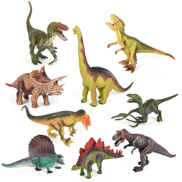 Realistisk Jurassic Dinosaur Play Set för att skapa en Dino-värld inklusive T-Rex, Triceratops, Velociraptor, bra present till B