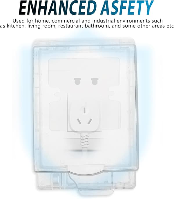 Outdoor Electrical Outlet Box, Clear Weatherproof Socket Cover, Universal Junction Box
