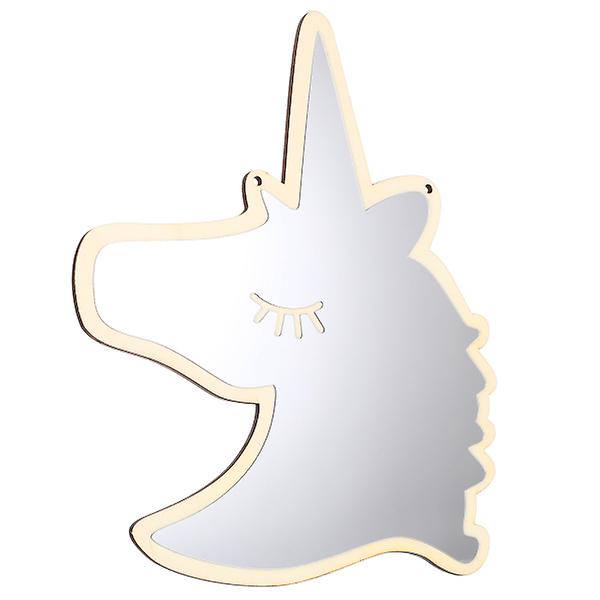 1 st Barnrums Spegelväggdekaler i Akryl Unicorn Form Spegelväggdekal Träfärg 33.4x27.4c