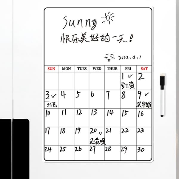 Magnetic Refrigerator Note Sticker Erasable Writable Soft Whiteboard Memo Sticker with Pen A3 Schedule