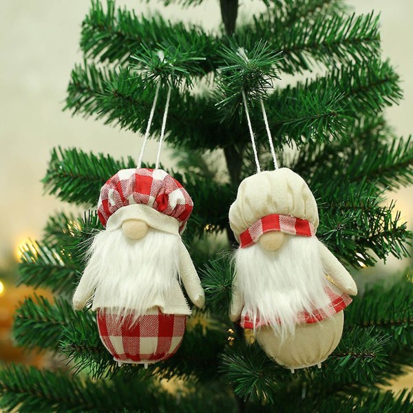 Chef Gnome Christmas Kitchen Ornament Plysj Tomte Gnome Doll med LED-lys