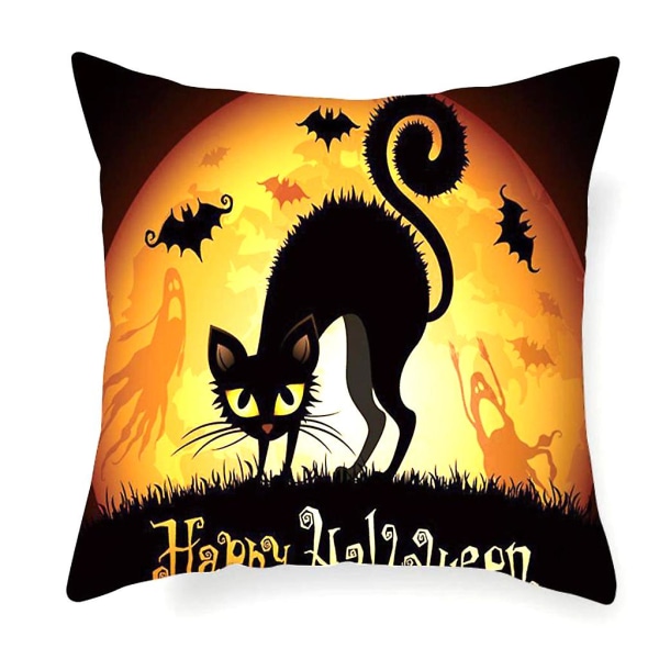 Halloween Pillowcase Cartoon Pumpkin Bat Pillowcase Happy Halloween Sofa Day Bed Throw Pillowcase Decoration 18x18 InchesStyle 4