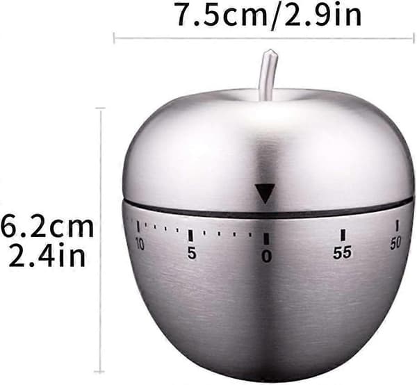 Køkkentimer Sød Manuel Rustfrit Stål Mekanisk Roterende Alarm 60 Minutter Nedtællingstimer Til Madlavning Køkken Bagning Sport - Æbletimer