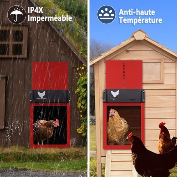 Automatic Chicken Coop Door, Chicken Door with Light Sensor, Waterproof Automatic Induction Battery-Powered Light Sensor, Safe Chicken Rearing