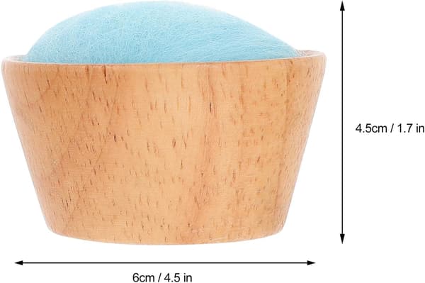 Needle Felt with Wooden Base Portable Needle Organizer Blue Semicircular Sewing Holder