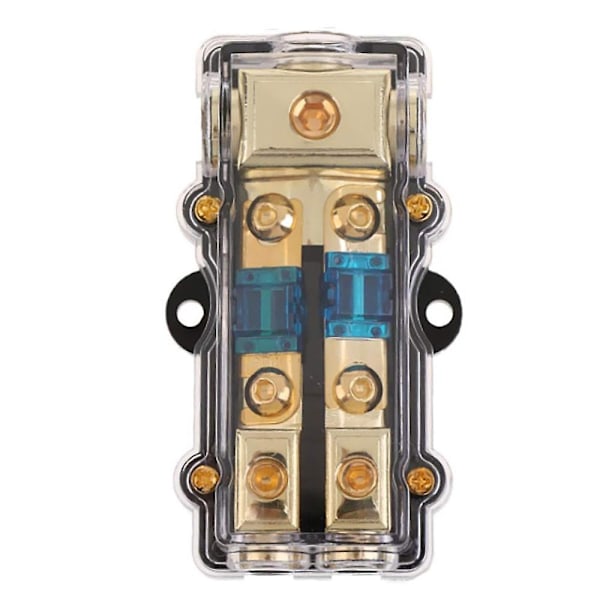 Strømfordelingsblok (2-vejs) 4/8 AWG Måler Sikringsholder Fordelingsblok 4 Måler ind til (2) 8 Måler Ud