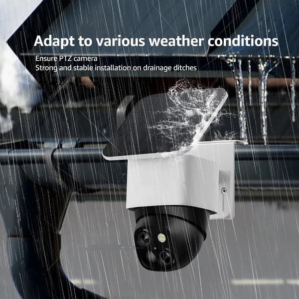 Gutter Mount Bracket for Solar-Powered Security Camera, Weatherproof Stainless Steel Outdoor Holder, Silver, 2 Pcs