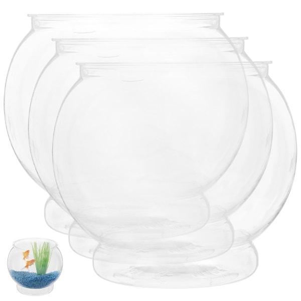 3 stk. Husholdnings Akvarium Bord Akvarium Plast Akvarium Globe Fisk Skål Kontor Bord Akvarium Transparent 15X15X13CM