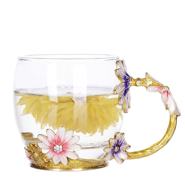 Lilla Gaver til Kvinder Julegaver til Mor Mors Dag Gaveideer Lilla Emalleret Glas Blomst Te Kop Gaver til Hendes Mor