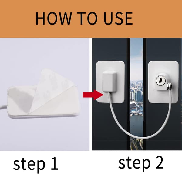 Childproof Window Locks with 4 Keys, Secure Refrigerator Doors, Cabinets, Drawers, Washing Machines, 2-Pack